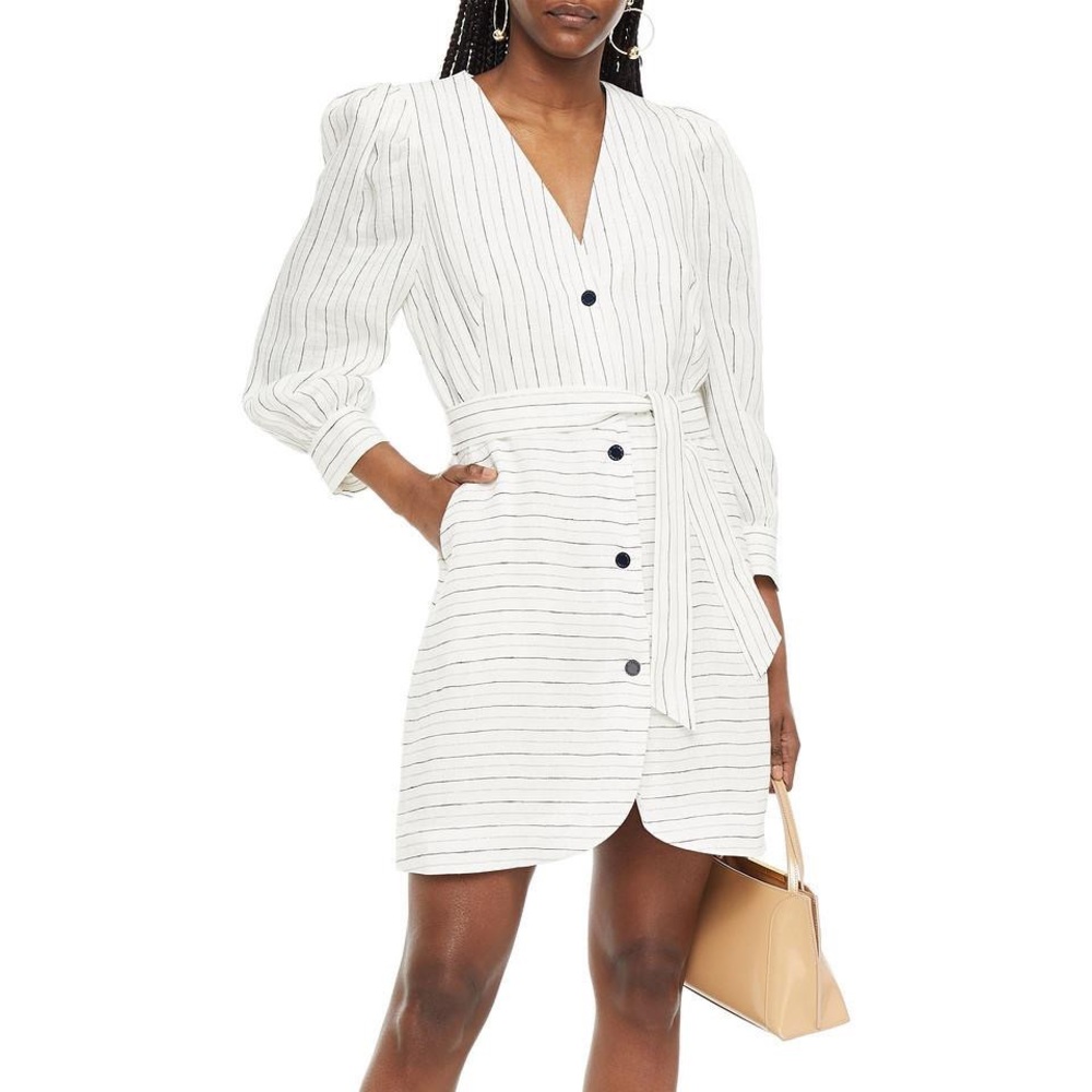 Sandro Misia Belted Metallic Striped Mini Dress
